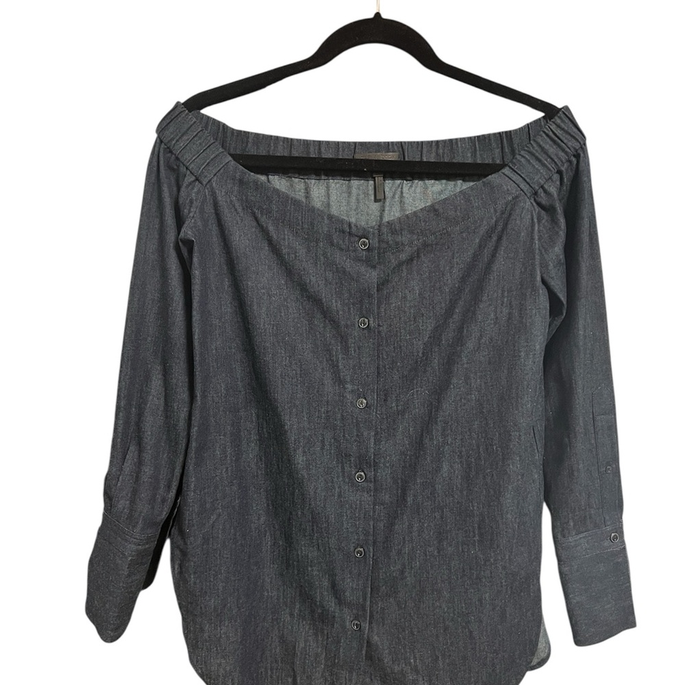 Rag & Bone Black Off the Shoulder Buttoned Blouse Size S